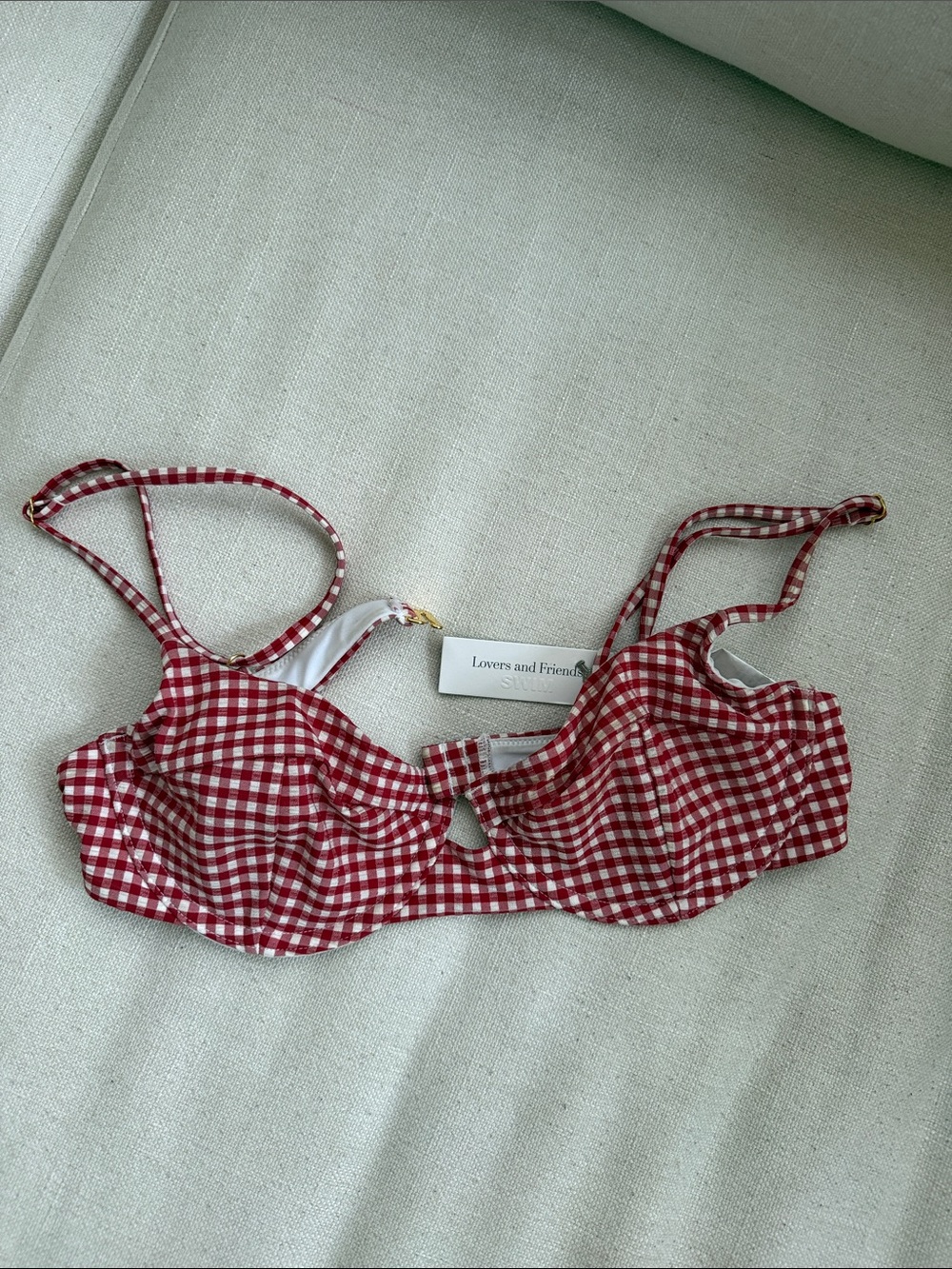 Lovers + Friends Red Gingham Underwire Bikini Top
